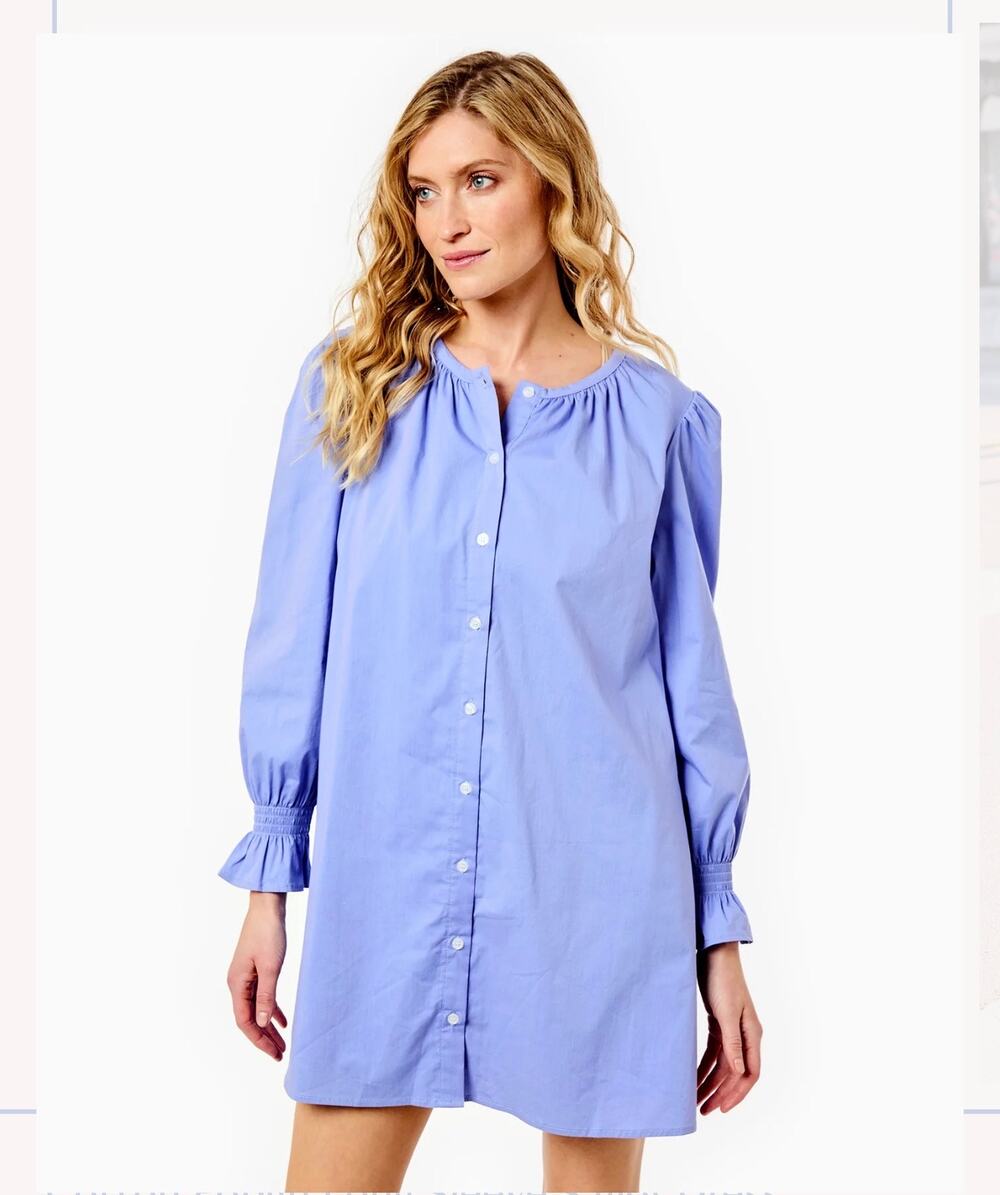 NWT Addison Bay Cotton Poplin Long Sleeve Sailor Dress, Violet, XL